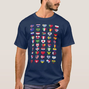 Camiseta Banderas de los países forma del corazón