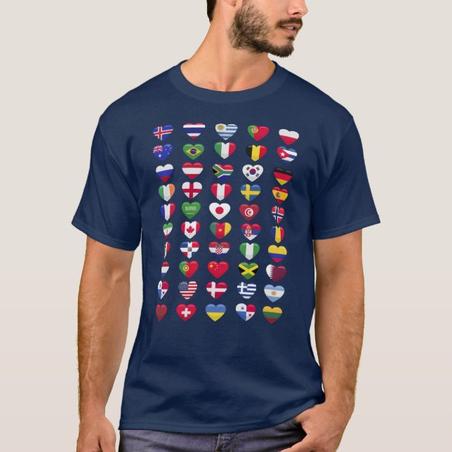 Camiseta Banderas de los países forma del corazón (Anverso)
