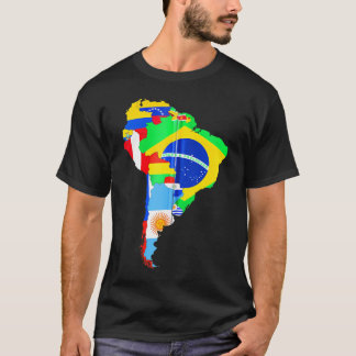 Camiseta Banderas de mapas continentales de América del Sur
