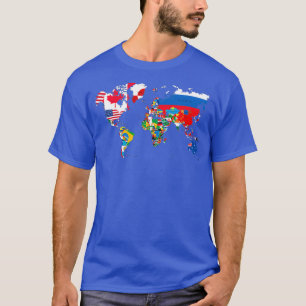Camiseta Banderas de mapas del mundo de viajeros