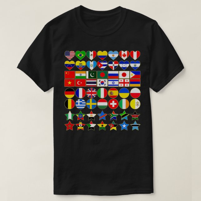 Camiseta Banderas de países del mundo en intercambio geomét (Diseño del anverso)