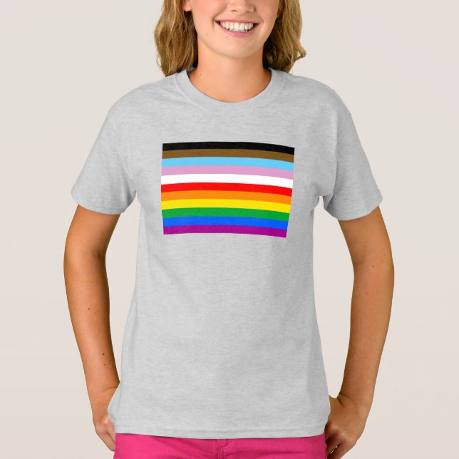 Camiseta Banderas de progreso LGBTQ+ (Anverso)