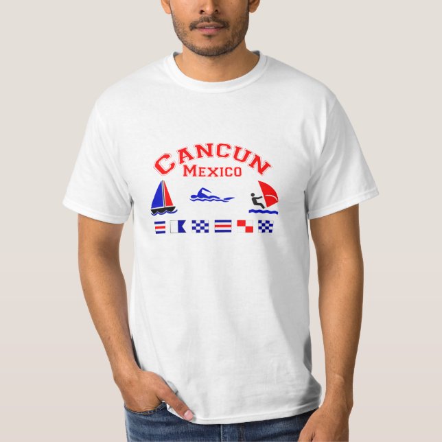 Camiseta Banderas de señal de Cancun México (Anverso)