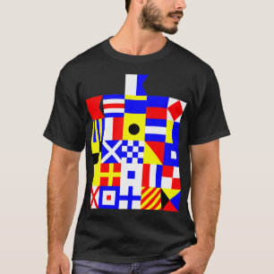 Camiseta Banderas de Señales Marítimas Alfabeto A–Z Diseño