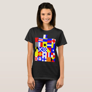 Camiseta Banderas de Señales Náuticas Coloridas Diseño