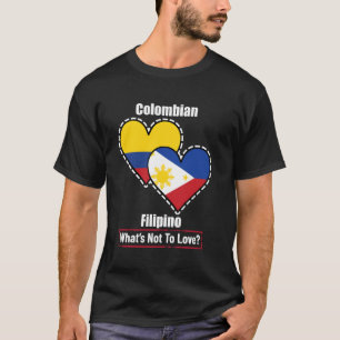 Camiseta Banderas del corazón colombiano filipino Qué hay q