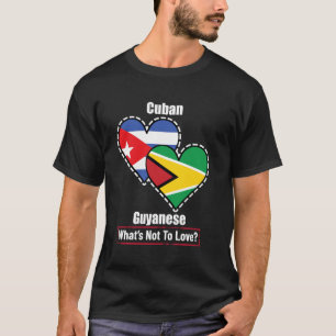 Camiseta Banderas Del Corazón Cubano Guyanés Qué No Amar