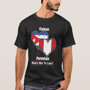 Camiseta Banderas del Corazón Cubano Peruano Qué No Amar
