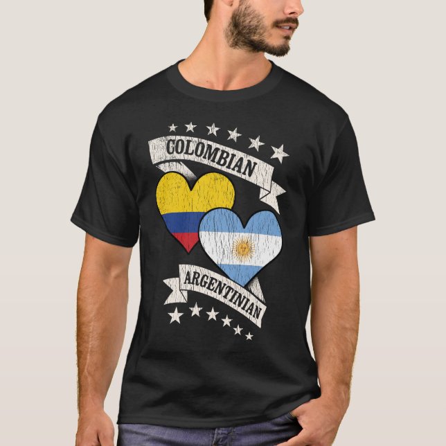 Camiseta Banderas del corazón de Argentina en Colombia (Anverso)