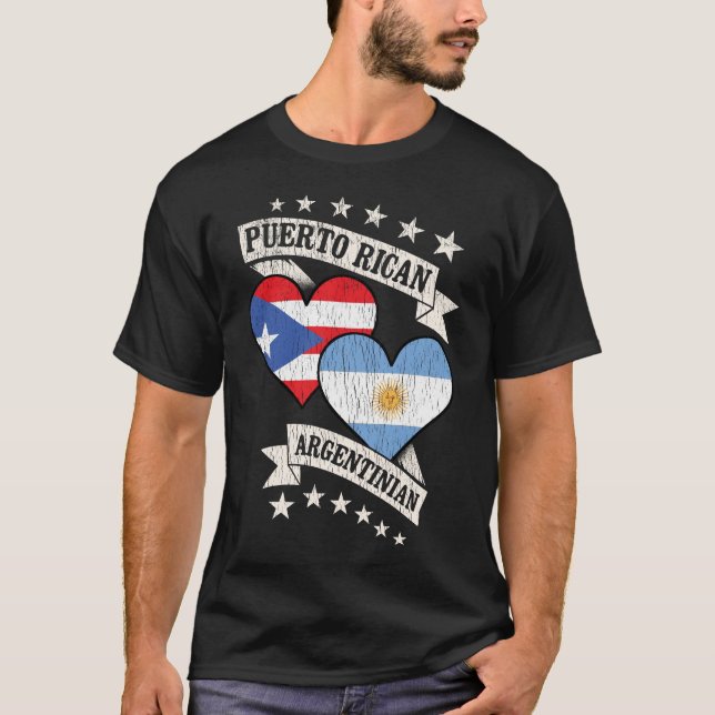 Camiseta Banderas del corazón de Argentina en Puerto Rico (Anverso)