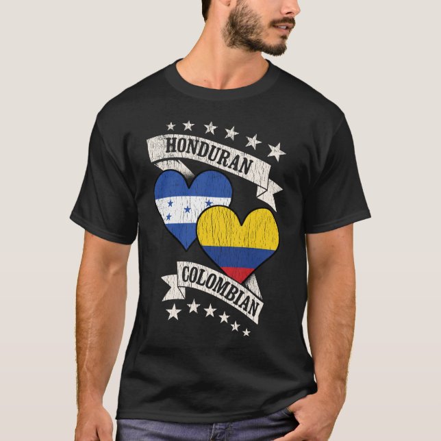 Camiseta Banderas del corazón de Colombia en Honduras (Anverso)
