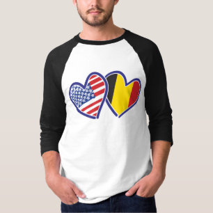 Camiseta Banderas del corazón de Estados Unidos Bélgica