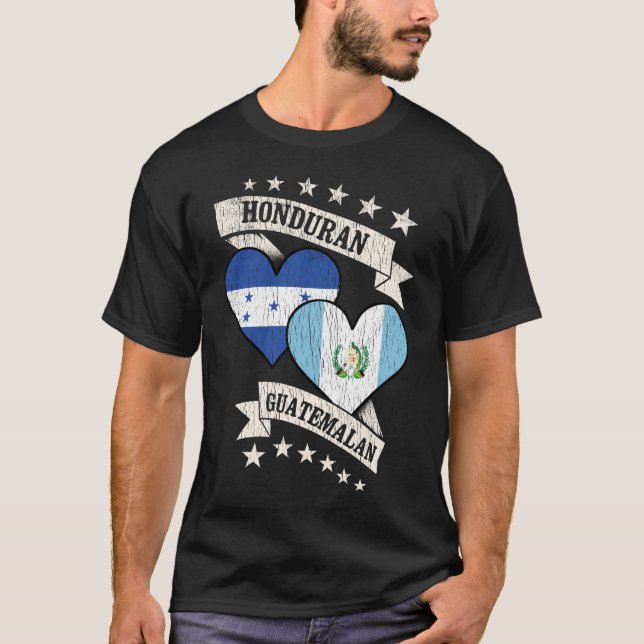 Camiseta Banderas del corazón de Guatemala en Honduras (Anverso)