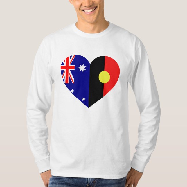 Camiseta Banderas del corazón de los aborígenes australiano (Anverso)