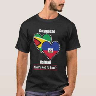 Camiseta Banderas Del Corazón Guyanés Haitiano Qué No Amar