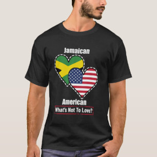 Camiseta Banderas del corazón jamaicano americano ¿Qué no a