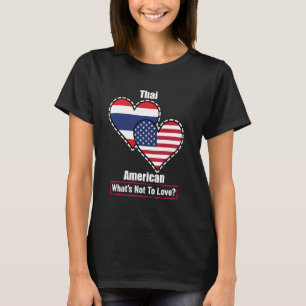 Camiseta Banderas del corazón tailandés estadounidense Qué