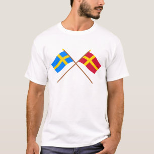 Camiseta Banderas del landskap cruzado de Suecia y de