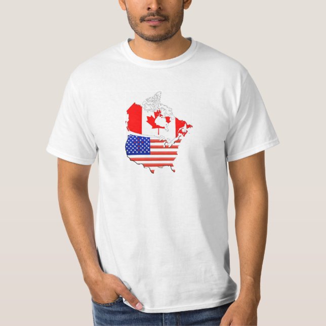 Camiseta Banderas del mapa de CANADÁ los E.E.U.U. (Anverso)