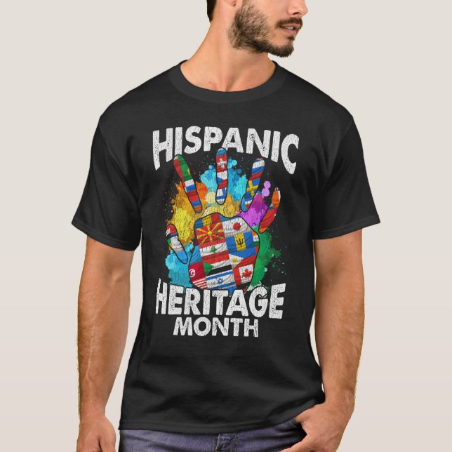 Camiseta Banderas del país del mes de la herencia hispana (Anverso)