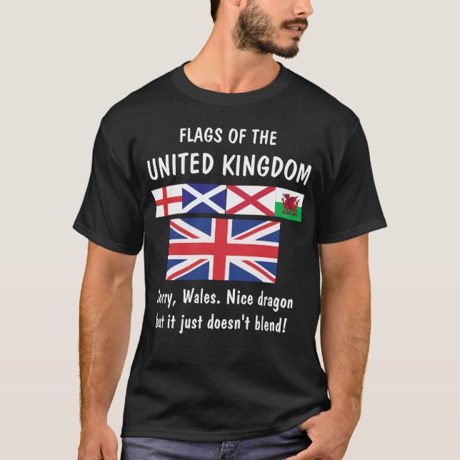 Camiseta ¡Banderas del Reino Unido… País de Gales triste! (Anverso)