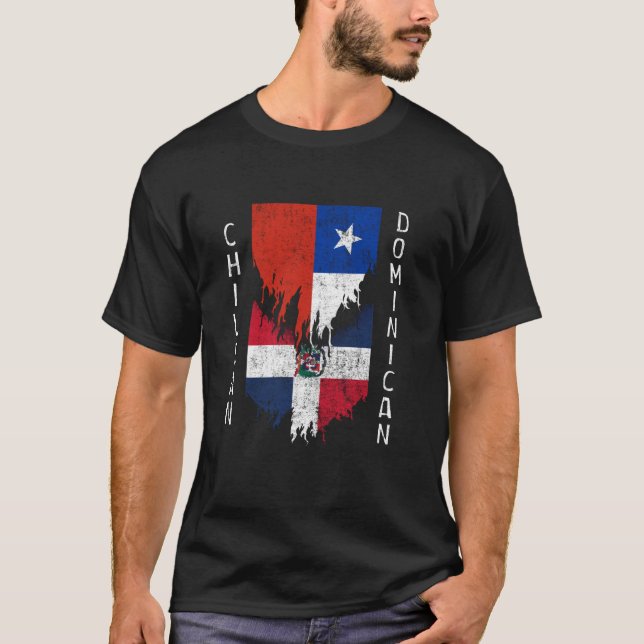 Camiseta Banderas dominicanas chilenas arrancadas en Chile  (Anverso)
