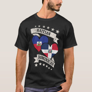 Camiseta Banderas dominicanas haitianas del corazón