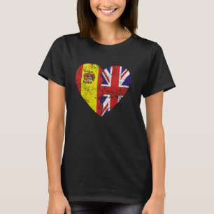 Camiseta Banderas españolas británicas Corazón España Reino