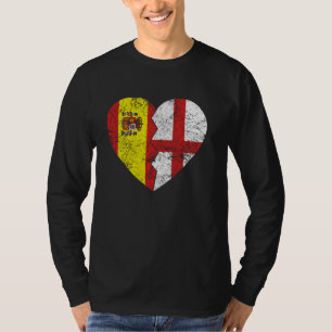 Camiseta Banderas españolas inglesas Corazón España Reino U