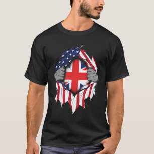 Camiseta Banderas estadounidenses británicas arrancan bande