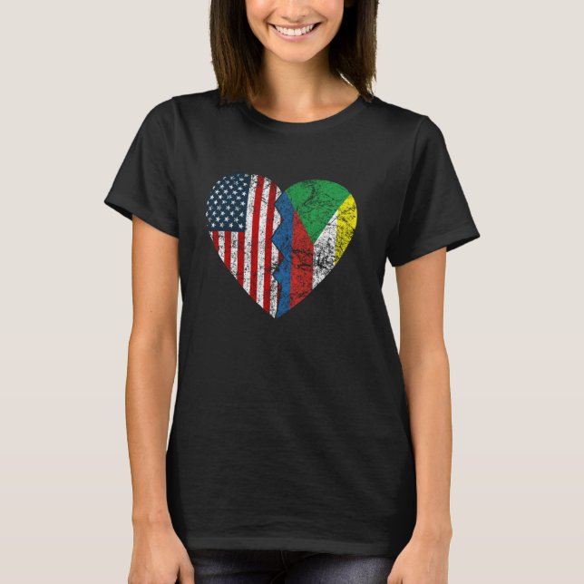 Camiseta Banderas estadounidenses de Comoran Corazón de las (Anverso)