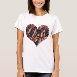 Camiseta Banderas estadounidenses en forma de corazón