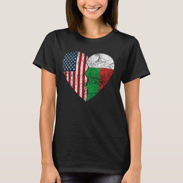 Camiseta Banderas estadounidenses malgaches Corazón de los  (Anverso)