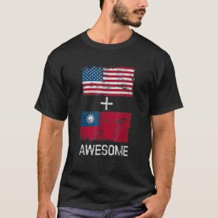 Camiseta Banderas Estadounidenses Y Taiwanesas E Increíbles