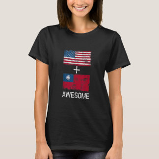 Camiseta Banderas Estadounidenses Y Taiwanesas E Increíbles