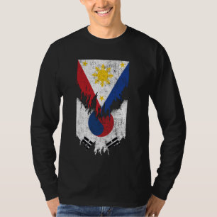 Camiseta Banderas filipinas coreanas desgarradas y desgarra