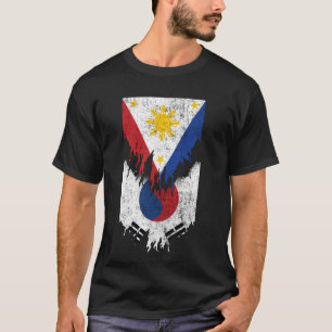 Camiseta Banderas filipinas coreanas desgarradas y desgarra