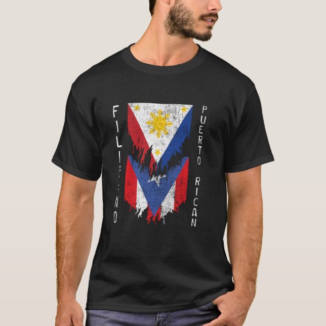 Camiseta Banderas filipinas puertorriqueñas arrancaron pue  (Anverso)