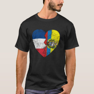 Camiseta Banderas Francesas Ecuatorianas Corazón Francia Ec