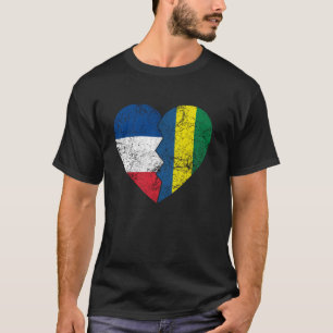 Camiseta Banderas Gabonesas Francesas Corazón Francia Gabón