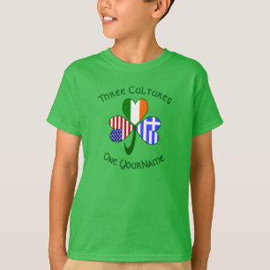 Camiseta Banderas griegas irlandesas americanas Shamrock Tu