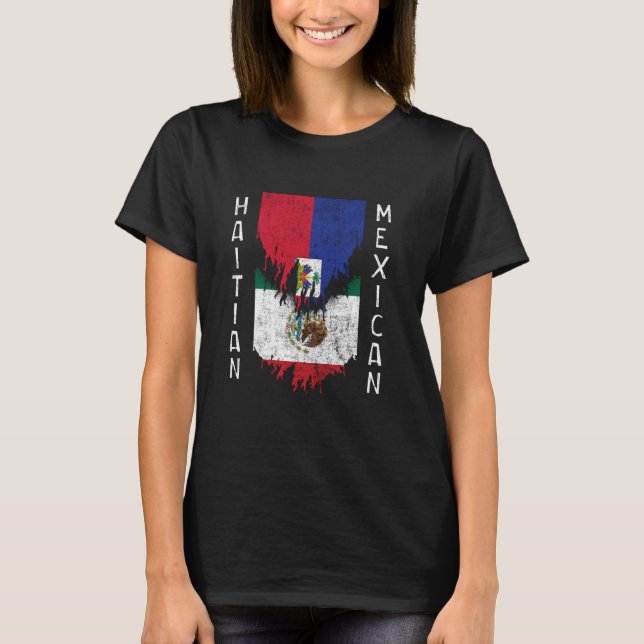 Camiseta Banderas haitianas mexicanas arrancaron Haití Méxi (Anverso)
