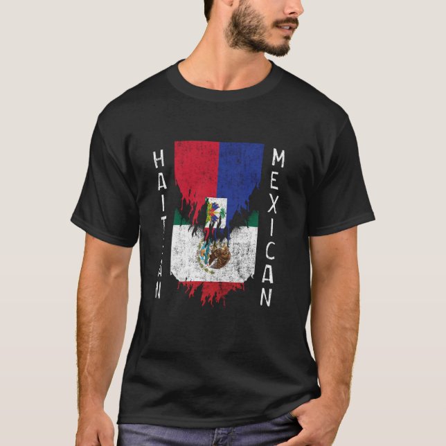 Camiseta Banderas haitianas mexicanas arrancaron Haití Méxi (Anverso)