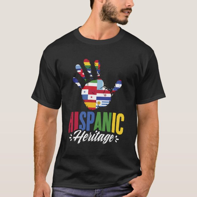 Camiseta Banderas hispanas mandan heroína hispánica al país (Anverso)