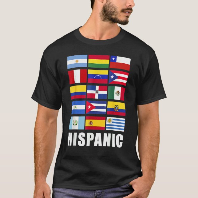 Camiseta Banderas hispanas norteamericanas de herencia hisp (Anverso)