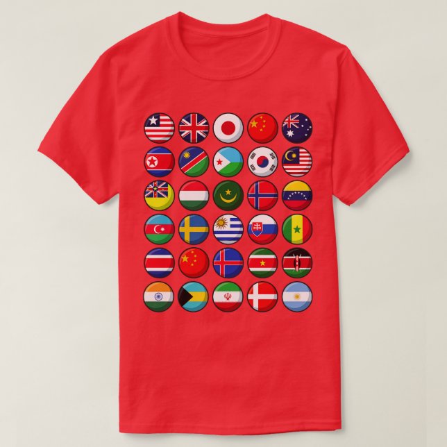 Camiseta Banderas internacionales del círculo mundial de lo (Diseño del anverso)