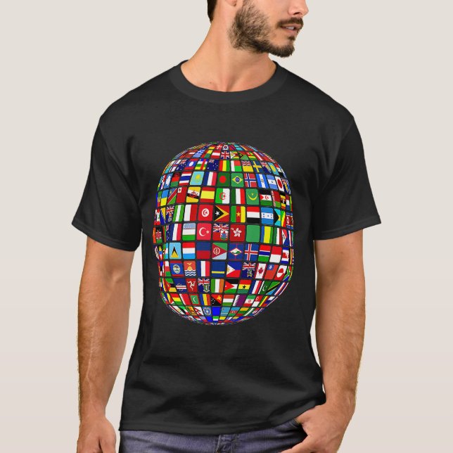 Camiseta Banderas internacionales del mundo y mapa mundial  (Anverso)