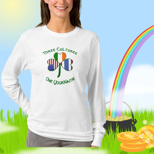 Camiseta Banderas Irlandesas Americanas Tailandesas Trébol 