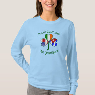 Camiseta Banderas Irlandesas Cubanas de EE. UU. Trébol Pers