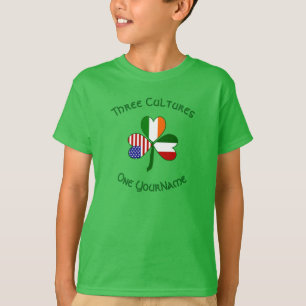 Camiseta Banderas irlandesas italianas norteamericanas Sham